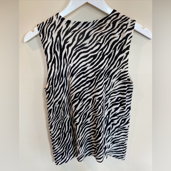 August Silk Knits 100% Silk Zebra Print Tank Top Womens Medium - Picture 4 of 4